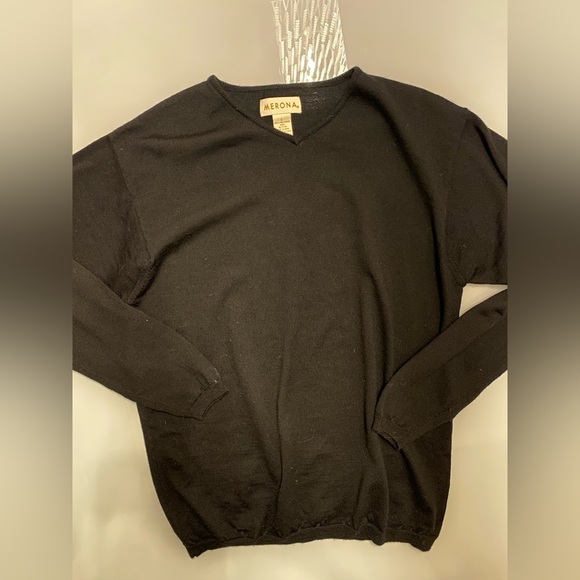 Merona Italian 100% wool V neck Pullover Long Sleeve Sweater Mens - Picture 3 of 7